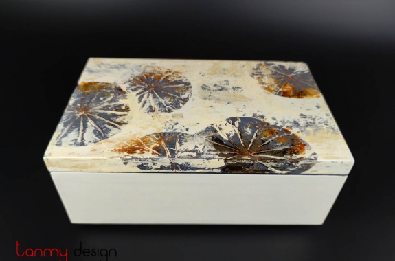 Rectangular lacquer box with instant base and hand-painted abstract lotus 15*26cm(sample 1)